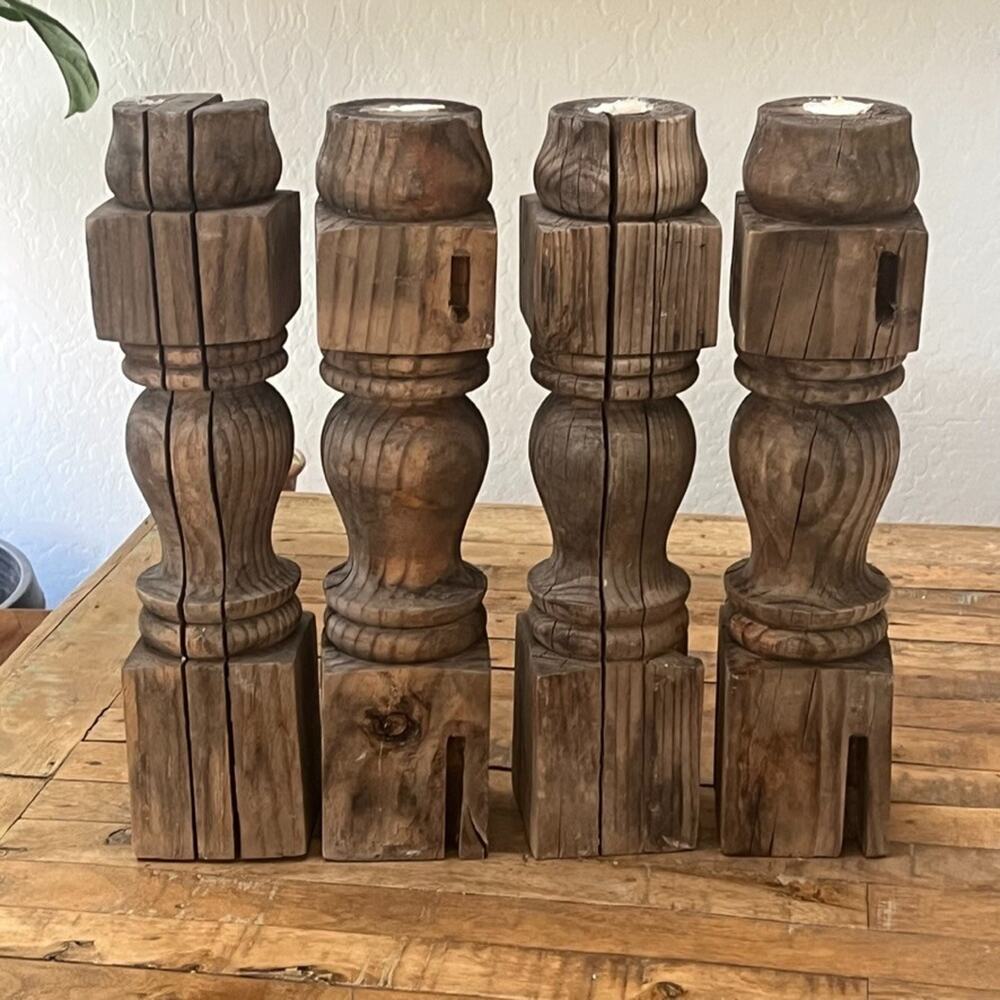 Vintage Salvage Wood Table Legs 15.5" Tall Natural Wear